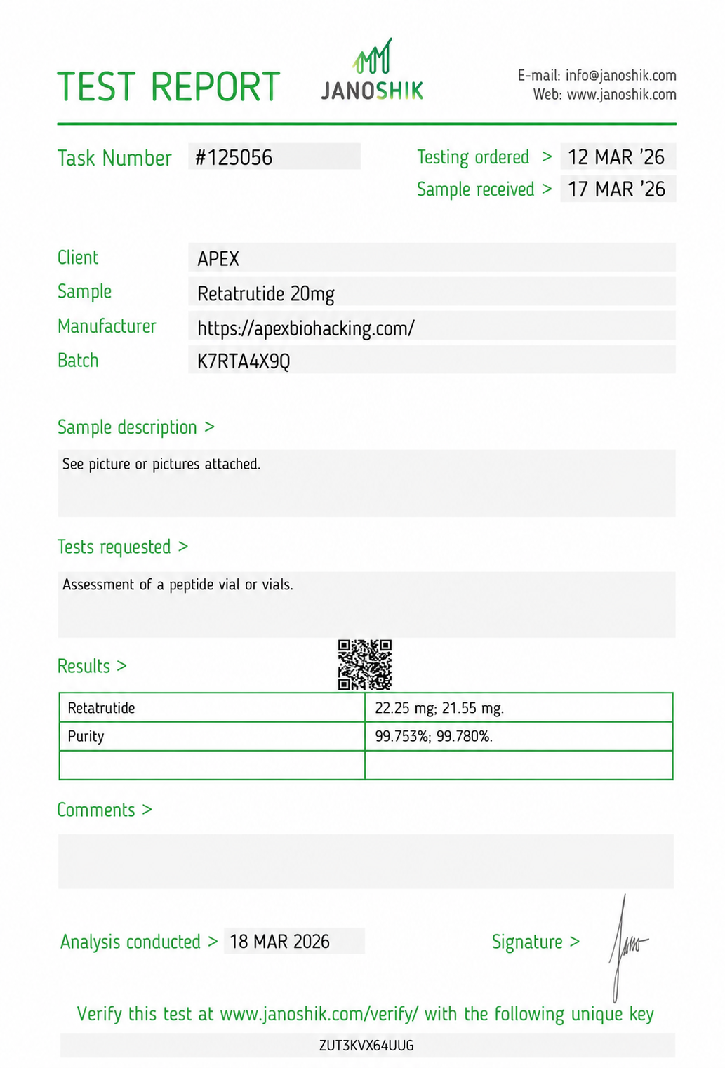 Certificado de análisis de RETATRUTIDE