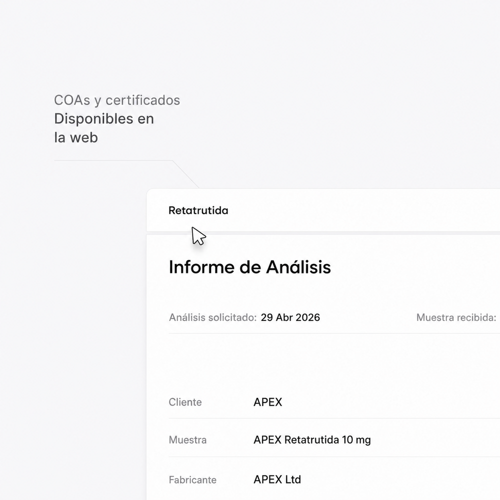 Publicamos certificados e informes de análisis de cada lote en la web.